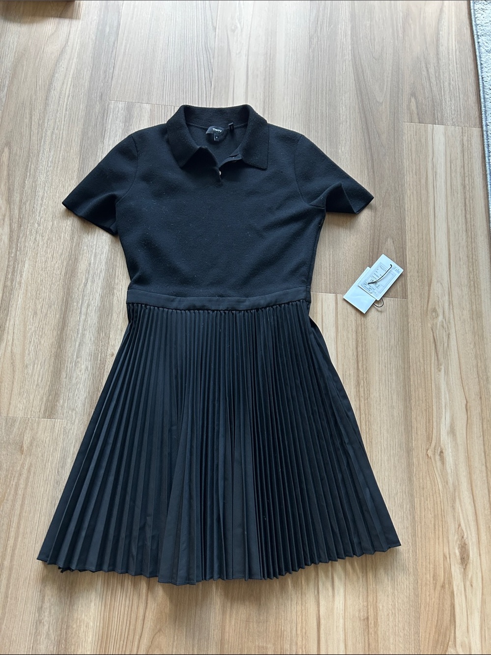 NWOT Theory Pleated Combo Polo Dress - Picture 5 of 9
